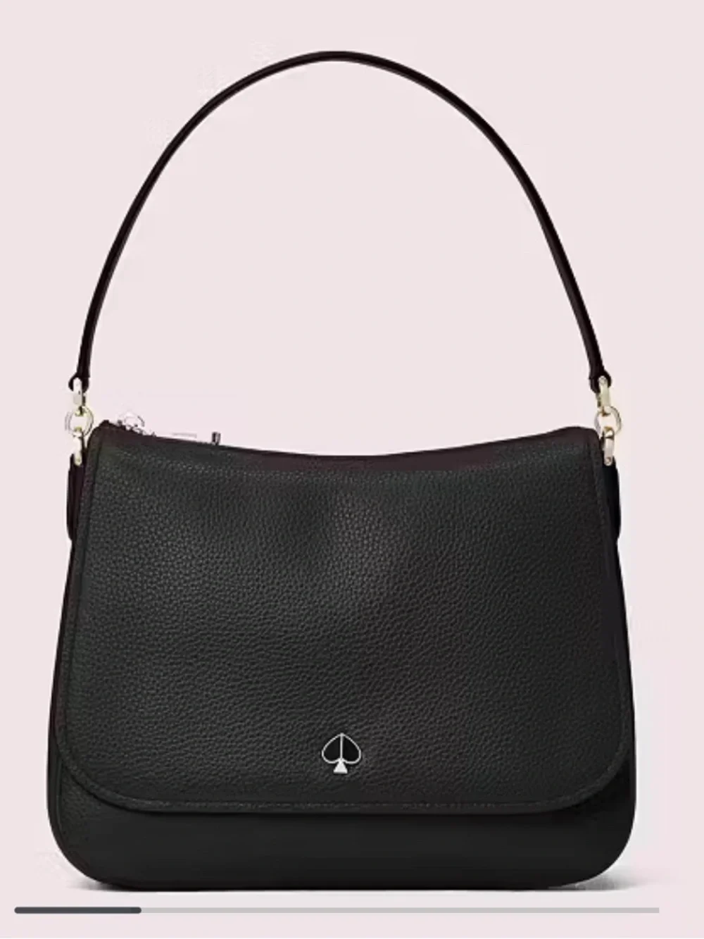 Kate Spade New York Polly Convertible Flap Leather Handbag Shoulder Strap Black